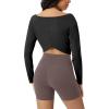 imageODODOS Womens PeachSoft All Day Boat Neck Cropped TShirts VWaist Comfort Long Sleeve TopsCharcoal