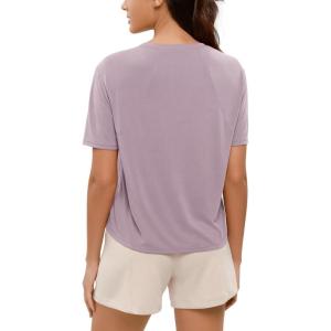 imageODODOS Modal Soft Short Sleeve Shirts for Women Crew Neck Yoga Tee Casual Workout TopsLavender