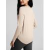 imageODODOS Womens Cozy French Terry Long Sleeve Shirt Crew Neck Curved Hem Soft ampamp Breathable Casual PulloverBeige