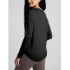 imageODODOS Womens Cozy French Terry Long Sleeve Shirt Crew Neck Curved Hem Soft ampamp Breathable Casual PulloverBlack