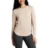 imageODODOS Womens Cozy French Terry Long Sleeve Shirt Crew Neck Curved Hem Soft ampamp Breathable Casual PulloverBeige