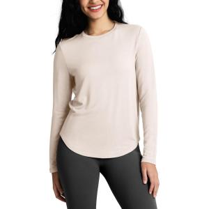 imageODODOS Womens Cozy French Terry Long Sleeve Shirt Crew Neck Curved Hem Soft ampamp Breathable Casual PulloverVanilla Ice