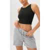 imageODODOS Double Layer High Neck Crop Tank for Women Cloud Feeling Sleeveless Casual Yoga Cropped TopsBlack