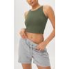 imageODODOS Double Layer High Neck Crop Tank for Women Cloud Feeling Sleeveless Casual Yoga Cropped TopsDark Olive