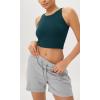 imageODODOS Double Layer High Neck Crop Tank for Women Cloud Feeling Sleeveless Casual Yoga Cropped TopsForest Teal