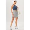 imageODODOS Double Layer High Neck Crop Tank for Women Cloud Feeling Sleeveless Casual Yoga Cropped TopsInk Blue
