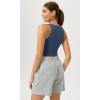 imageODODOS Double Layer High Neck Crop Tank for Women Cloud Feeling Sleeveless Casual Yoga Cropped TopsInk Blue