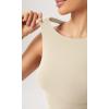 imageODODOS Double Layer High Neck Crop Tank for Women Cloud Feeling Sleeveless Casual Yoga Cropped TopsOat Milk
