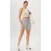 imageODODOS Double Layer High Neck Crop Tank for Women Cloud Feeling Sleeveless Casual Yoga Cropped TopsOat Milk