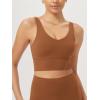 imageODODOS Womens Longline UBack Sports Bra VNeck Padded Yoga Workout Wirefree Tank TopCaramel