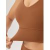 imageODODOS Womens Longline UBack Sports Bra VNeck Padded Yoga Workout Wirefree Tank TopCaramel