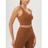 imageODODOS Womens Longline UBack Sports Bra VNeck Padded Yoga Workout Wirefree Tank TopCaramel