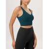 imageODODOS Womens Longline UBack Sports Bra VNeck Padded Yoga Workout Wirefree Tank TopForest Teal