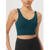 imageODODOS Womens Longline UBack Sports Bra VNeck Padded Yoga Workout Wirefree Tank TopForest Teal