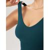 imageODODOS Womens Longline UBack Sports Bra VNeck Padded Yoga Workout Wirefree Tank TopForest Teal