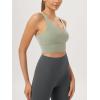 imageODODOS Womens Longline UBack Sports Bra VNeck Padded Yoga Workout Wirefree Tank TopLime Stone