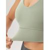 imageODODOS Womens Longline UBack Sports Bra VNeck Padded Yoga Workout Wirefree Tank TopLime Stone