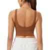 imageODODOS Womens Longline UBack Sports Bra VNeck Padded Yoga Workout Wirefree Tank TopCaramel