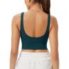 imageODODOS Womens Longline UBack Sports Bra VNeck Padded Yoga Workout Wirefree Tank TopForest Teal