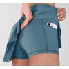 imageODODOS Womens Tennis Skirts with Pockets Crossover High Waist Builtin Shorts Athletic Golf SkortsAegean Blue