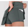 imageODODOS Womens Tennis Skirts with Pockets Crossover High Waist Builtin Shorts Athletic Golf SkortsCharcoal