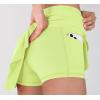 imageODODOS Womens Tennis Skirts with Pockets Crossover High Waist Builtin Shorts Athletic Golf SkortsLime Green