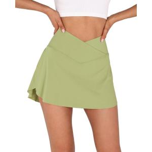 imageODODOS Womens Tennis Skirts with Pockets Crossover High Waist Builtin Shorts Athletic Golf SkortsWinter Pear