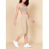 imageODODOS 2Pack High Waist Workout Capris with Pockets for Women 14quot  19quot Yoga Capri LeggingsBlackbeige