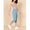 imageODODOS 2Pack High Waist Workout Capris with Pockets for Women 14quot  19quot Yoga Capri LeggingsBlackchambray