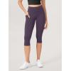 imageODODOS 2Pack High Waist Workout Capris with Pockets for Women 14quot  19quot Yoga Capri LeggingsBlackdark Purple