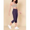 imageODODOS 2Pack High Waist Workout Capris with Pockets for Women 14quot  19quot Yoga Capri LeggingsBlackdark Purple