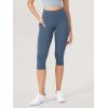 imageODODOS 2Pack High Waist Workout Capris with Pockets for Women 14quot  19quot Yoga Capri LeggingsBlackink Blue