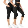 imageODODOS 2Pack High Waist Workout Capris with Pockets for Women 14quot  19quot Yoga Capri LeggingsBlackonyx Black Grey