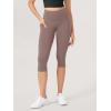 imageODODOS 2Pack High Waist Workout Capris with Pockets for Women 14quot  19quot Yoga Capri LeggingsBlackpurple Taupe