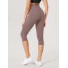 imageODODOS 2Pack High Waist Workout Capris with Pockets for Women 14quot  19quot Yoga Capri LeggingsBlackpurple Taupe