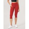 imageODODOS 2Pack High Waist Workout Capris with Pockets for Women 14quot  19quot Yoga Capri LeggingsBlackred
