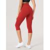 imageODODOS 2Pack High Waist Workout Capris with Pockets for Women 14quot  19quot Yoga Capri LeggingsBlackred