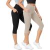 imageODODOS 2Pack High Waist Workout Capris with Pockets for Women 14quot  19quot Yoga Capri LeggingsBlacktaupe