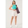imageODODOS 3Pack Seamless Crop Tank for Women Ribbed Soft High Neck Cropped TopsAquaorangecyan Blue