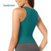 imageODODOS 3Pack Seamless Crop Tank for Women Ribbed Soft High Neck Cropped TopsPhloxsea Greenlapis