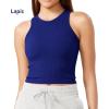 imageODODOS 3Pack Seamless Crop Tank for Women Ribbed Soft High Neck Cropped TopsPhloxsea Greenlapis