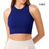 imageODODOS 3Pack Seamless Crop Tank for Women Ribbed Soft High Neck Cropped TopsPhloxsea Greenlapis