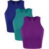 imageODODOS 3Pack Seamless Crop Tank for Women Ribbed Soft High Neck Cropped TopsPhloxsea Greenlapis