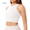 imageODODOS 3Pack Seamless Crop Tank for Women Ribbed Soft High Neck Cropped TopsWhitecharcoalmushroom