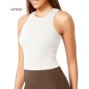 imageODODOS 3Pack Seamless Crop Tank for Women Ribbed Soft High Neck Cropped TopsWhitecharcoalmushroom