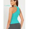 imageODODOS 3Pack Seamless Racerback Crop Tank for Women Ribbed Knit Soft Crop TopsAquaorangecyan Blue