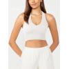 imageODODOS 3Pack Seamless Racerback Crop Tank for Women Ribbed Knit Soft Crop TopsWhitecharcoalmushroom