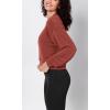 imageODODOS Modal Soft Long Sleeve Cropped Sweatshirts for Women Oversized Crew Neck Pullover Crop TopBurnt Brick