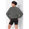 imageODODOS Modal Soft Long Sleeve Cropped Sweatshirts for Women Oversized Crew Neck Pullover Crop TopCharcoal Grey