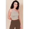 imageODODOS One Shoulder Crop Cami Tank for Women Seamless Ribbed Asymmetric Cropped TopsMushroom